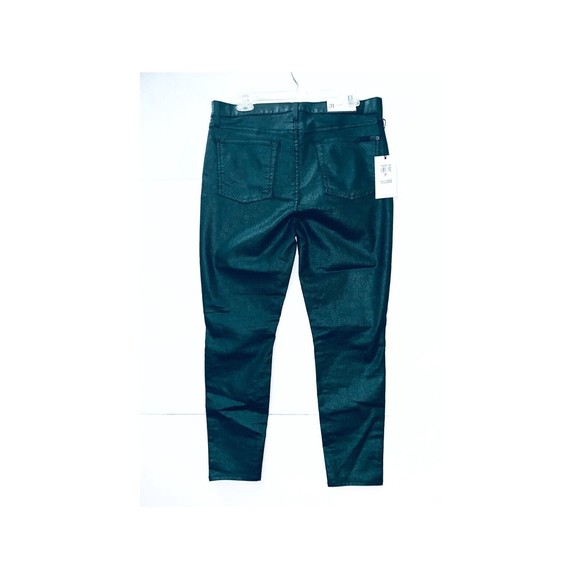 7 for All 31 Green Metallic Skinny Jeans Gwenevere Emerald Green Wax NWT $200 - Picture 3 of 5